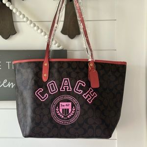 Leather Coach style tote